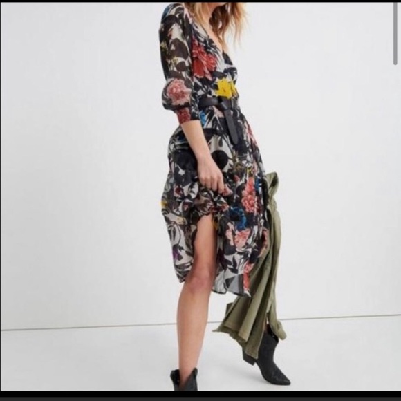 Lucky Brand Abstract Floral Wrap Dress new no tag - Picture 2 of 3